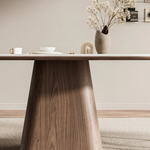 Load image into Gallery viewer, Oval Dining Table Solid Wood Walnut Veneer Base Scratch Resistant Sintered Stone Top Modern Stylish Design
