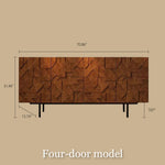 Load image into Gallery viewer, 55.1"/70.8"Modern Walnut Sideboard Geometric Storage Cabinet with Metal Legs
