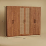 Load image into Gallery viewer, 78&quot;H Walnut Rattan Six-Door Wardrobe Modern Natural Fusion Design
