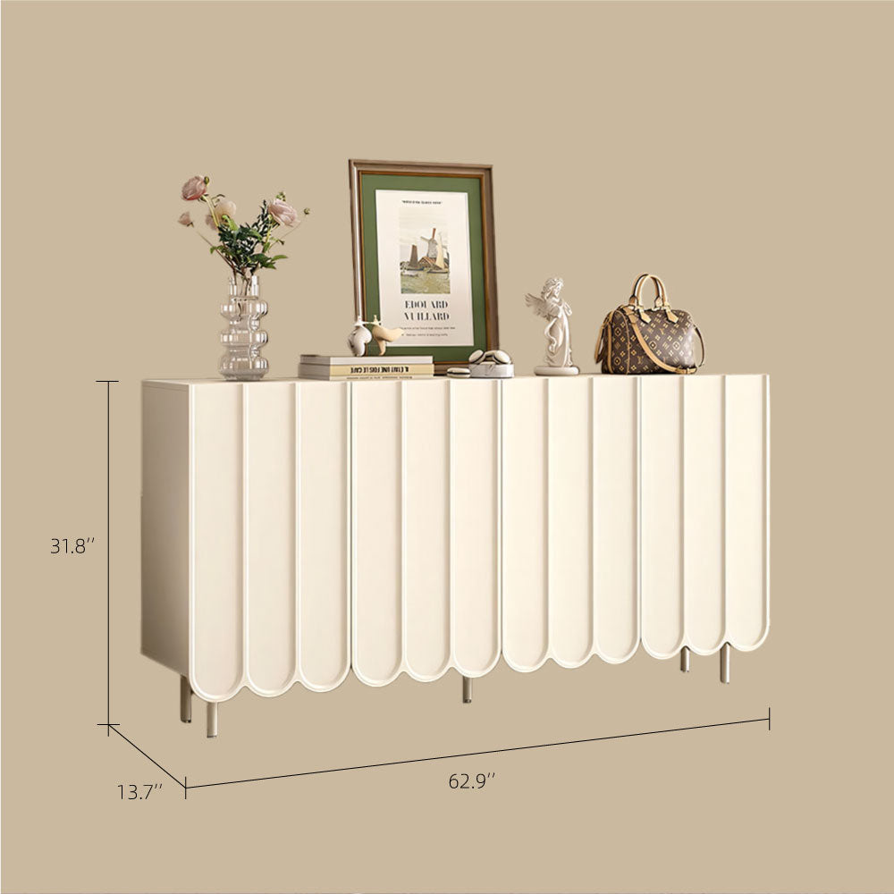 62.9'' Modern White Shoe Cabinet with Large Storage Multi-Layer Entryway Organizer with Rounded Design