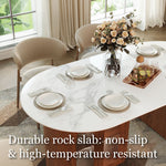 Load image into Gallery viewer, 70"/78"Modern Dining Table with Stone Top &amp; Storage Cabinet Scratch-Resistant Surface Double-Door Design and Solid Wood Legs
