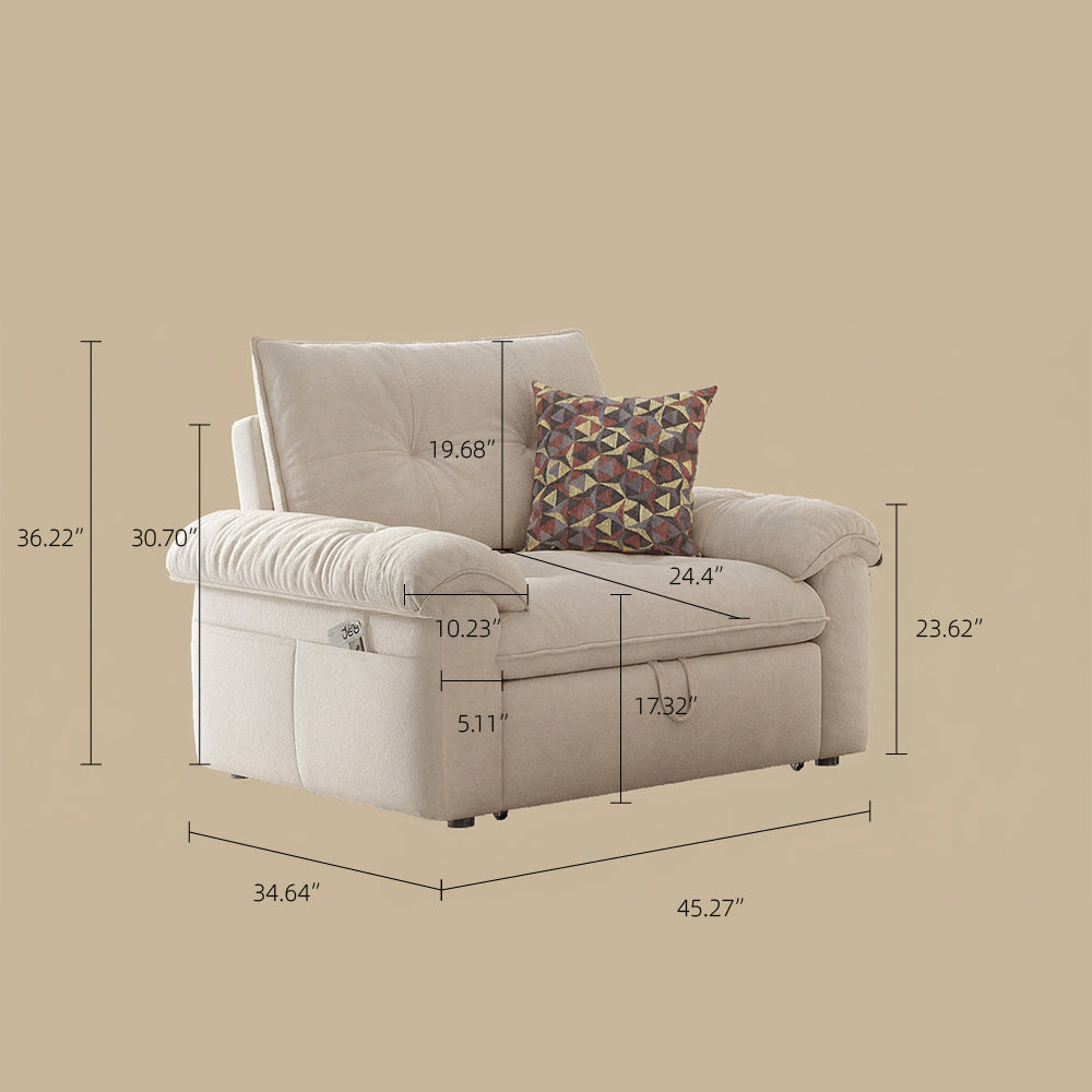Modern Convertible Sofa Bed Tufted Fabric Sleeper Sofa Space Saving Pull Out Couch  Description