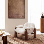 Load image into Gallery viewer, Lounge Armchair Bouclé Upholstery High Density Foam Solid Wood Legs Cozy Modern Design
