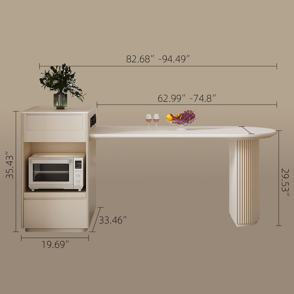 White Extendable Multi-Function Kitchen Island with Storage & Built-In Power Outlets