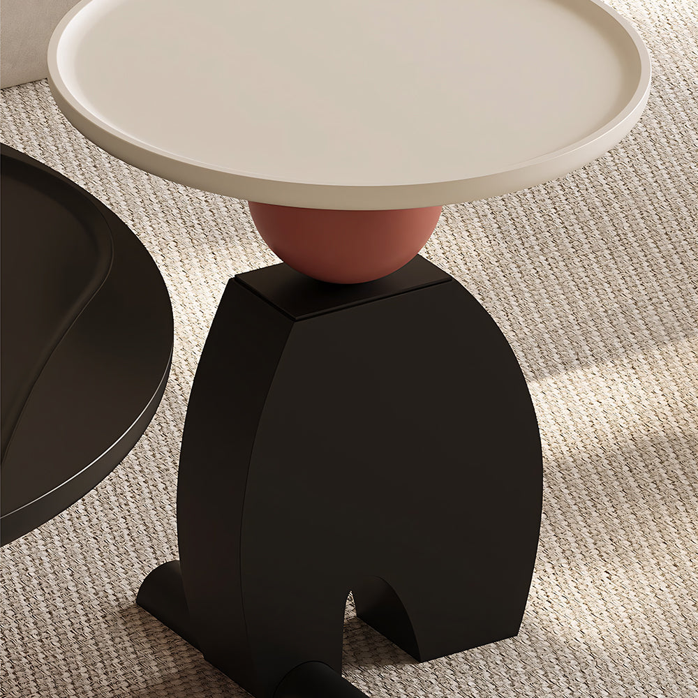 Modern Geometric Round Coffee Table Set Sculptural Accent Tables for Contemporary Living Rooms