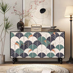 Load image into Gallery viewer, 59'' Vintage Hand-Painted Sideboard Artistic Retro Buffet Cabinet with Bold Geometric Patterns
