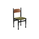 Load image into Gallery viewer, 18.33&#39;&#39;Mid Century Dining Chair Carved Wood Frame Green Fabric Seat Vintage Style
