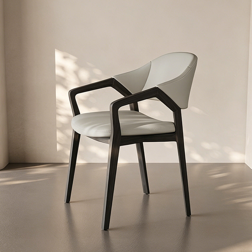 Set of 2 Modern Wooden Dining Chair with Upholstered Seat Mid Century Armchair Solid Wood Frame Minimalist Design