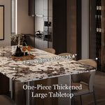 Load image into Gallery viewer, Contemporary Gloss Marble Grain Dining Table with Dual Material Legs
