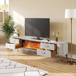 Load image into Gallery viewer, Modern White Electric Fireplace TV Stand with 3-Color LED Lights for 65 to 85-inch TVs
