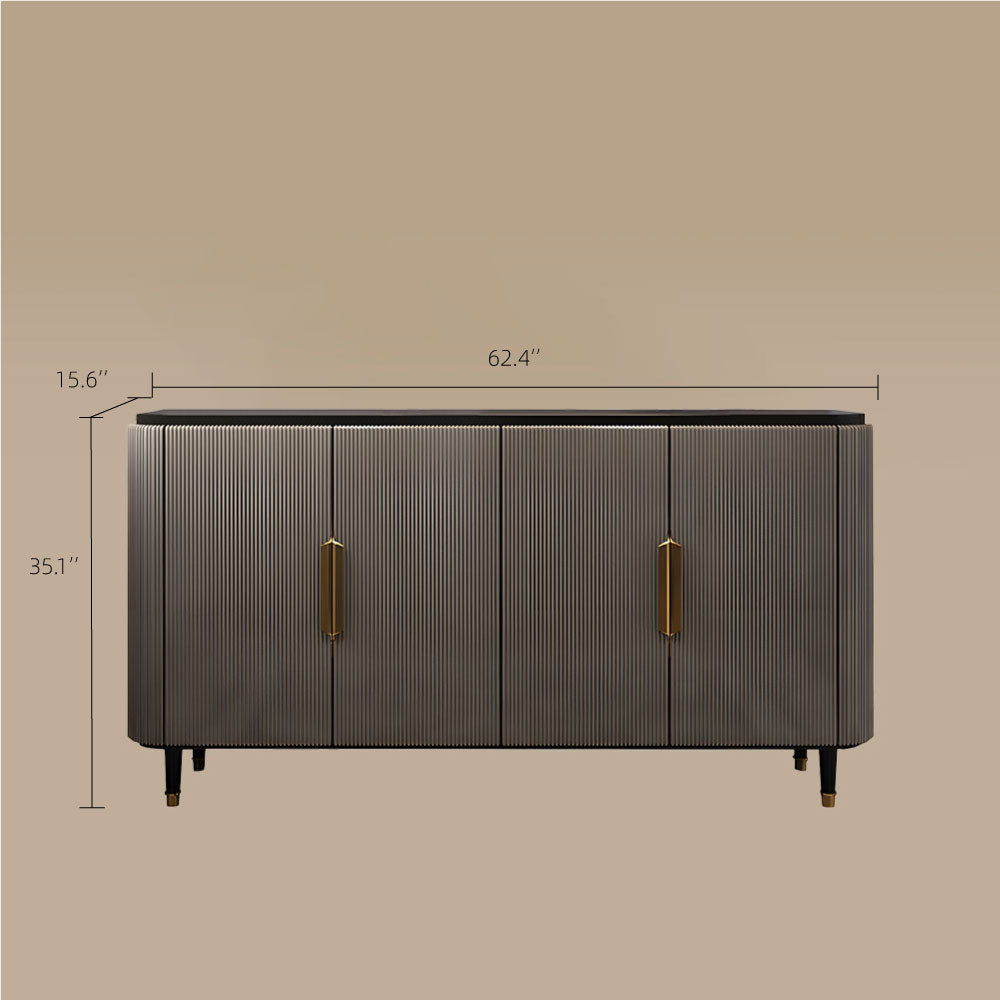 62.4'' Modern Luxury Elegant Gray and Gold Sideboard with Adjustable Shelves