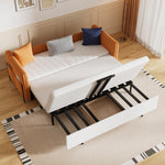 Load image into Gallery viewer, Convertible sofa bed opened into a full guest bed with smooth, space-saving transformation
