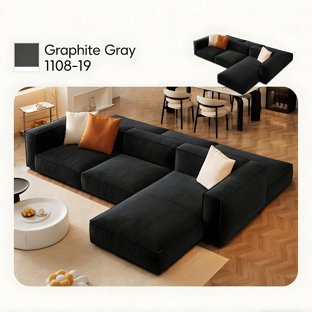Modern Double-Sided Sectional Sofa in Skin-Friendly Cat-Scratch Fabric with Latex Support