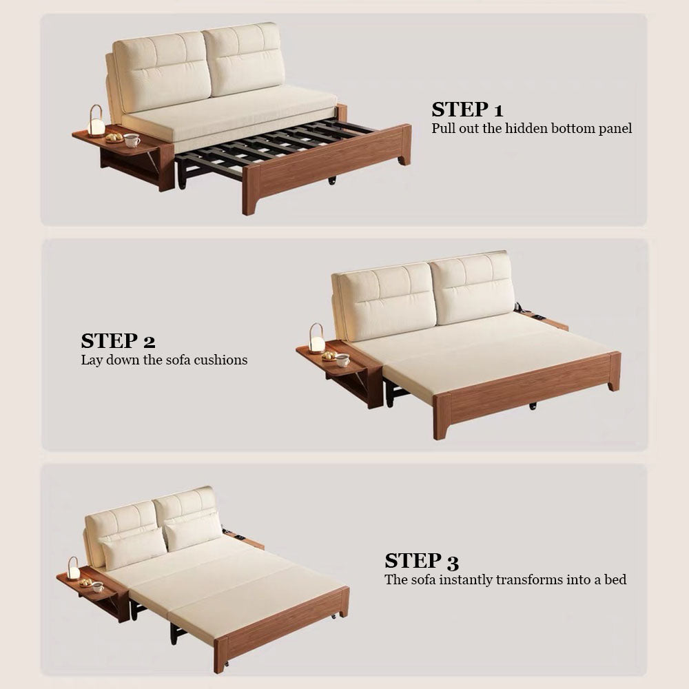 Modern Folding Sofa Bed Convertible Sofa Bed with Wooden Frame for Multi-Functional Living Spaces