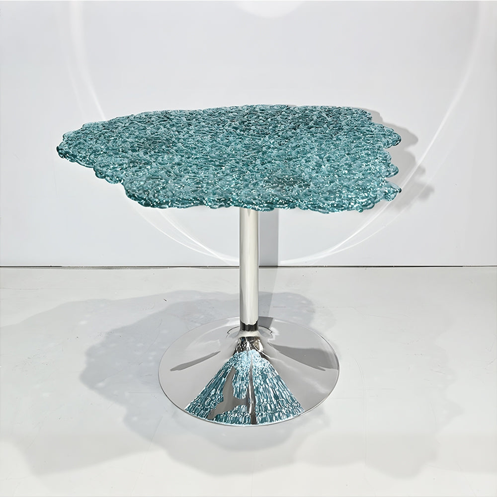 Modern Artistic Polycarbonate Coffee Table Irregular Water Ripple Accent Side Table