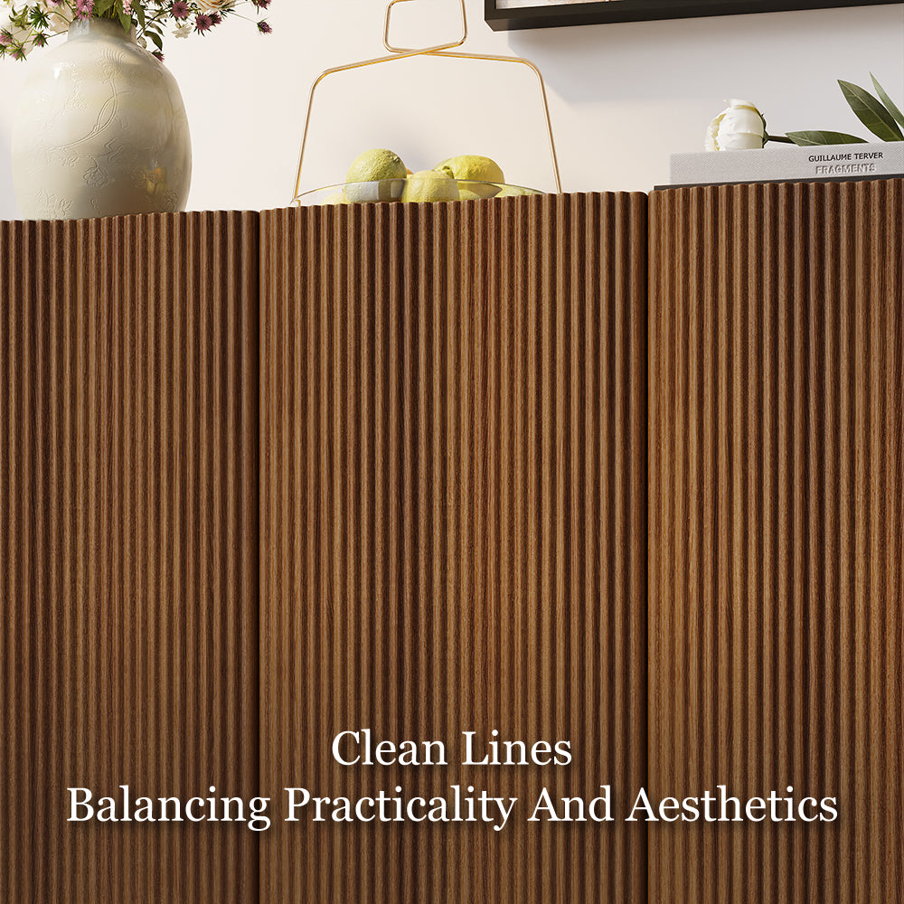 54.6'' Modern Fluted Wood Sideboard Cabinet with Mid-Century Legs