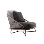 Load image into Gallery viewer, Modern Outdoor Lounge Chair with Handwoven Rope Backrest and Solid Wood Base
