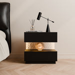 Load image into Gallery viewer, Contemporary Black Nightstand with Scratch-Resistant Leather &amp; Motion Sensor Lighting
