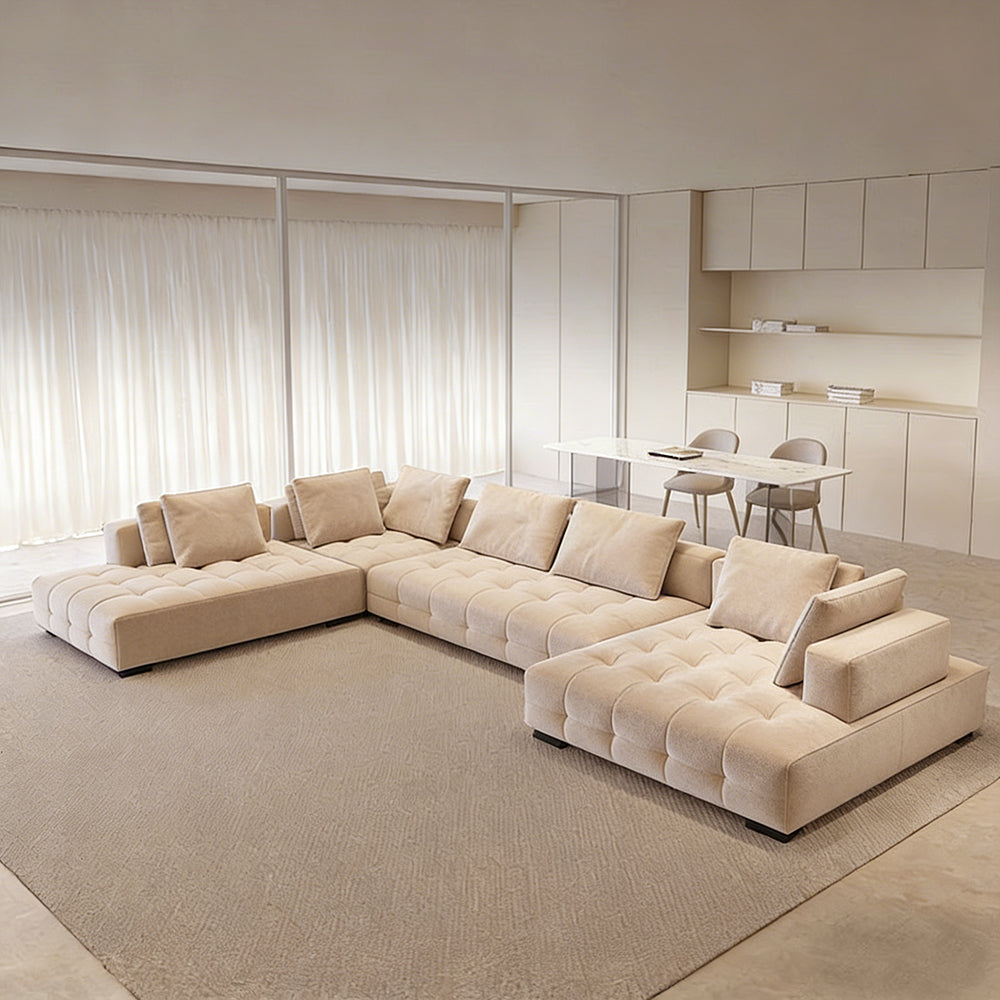 165.35" Modern Modular Sectional Sofa Deep Seat Tufted Fabric Couch Minimalist Lounge Sofa