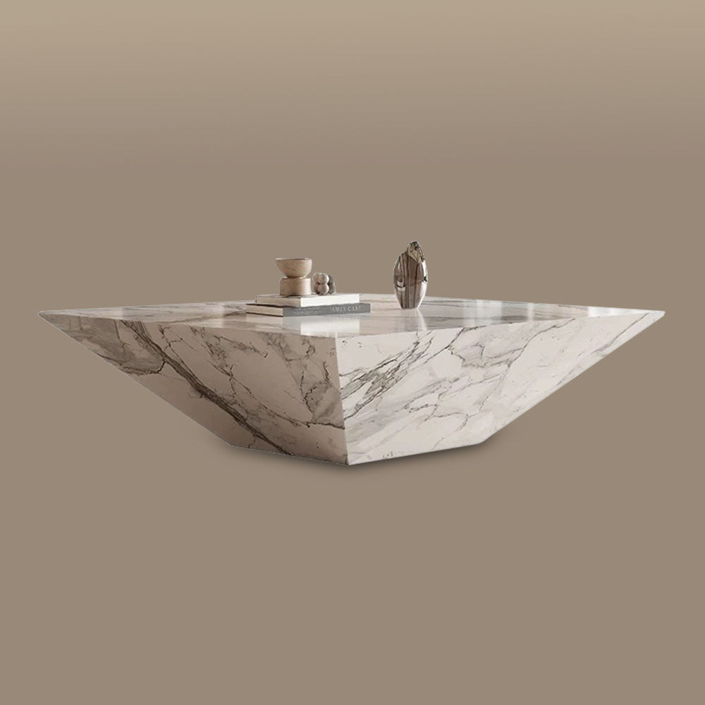 23''/31''Minimalist Square Coffee Table Modern Marble-Texture Centerpiece