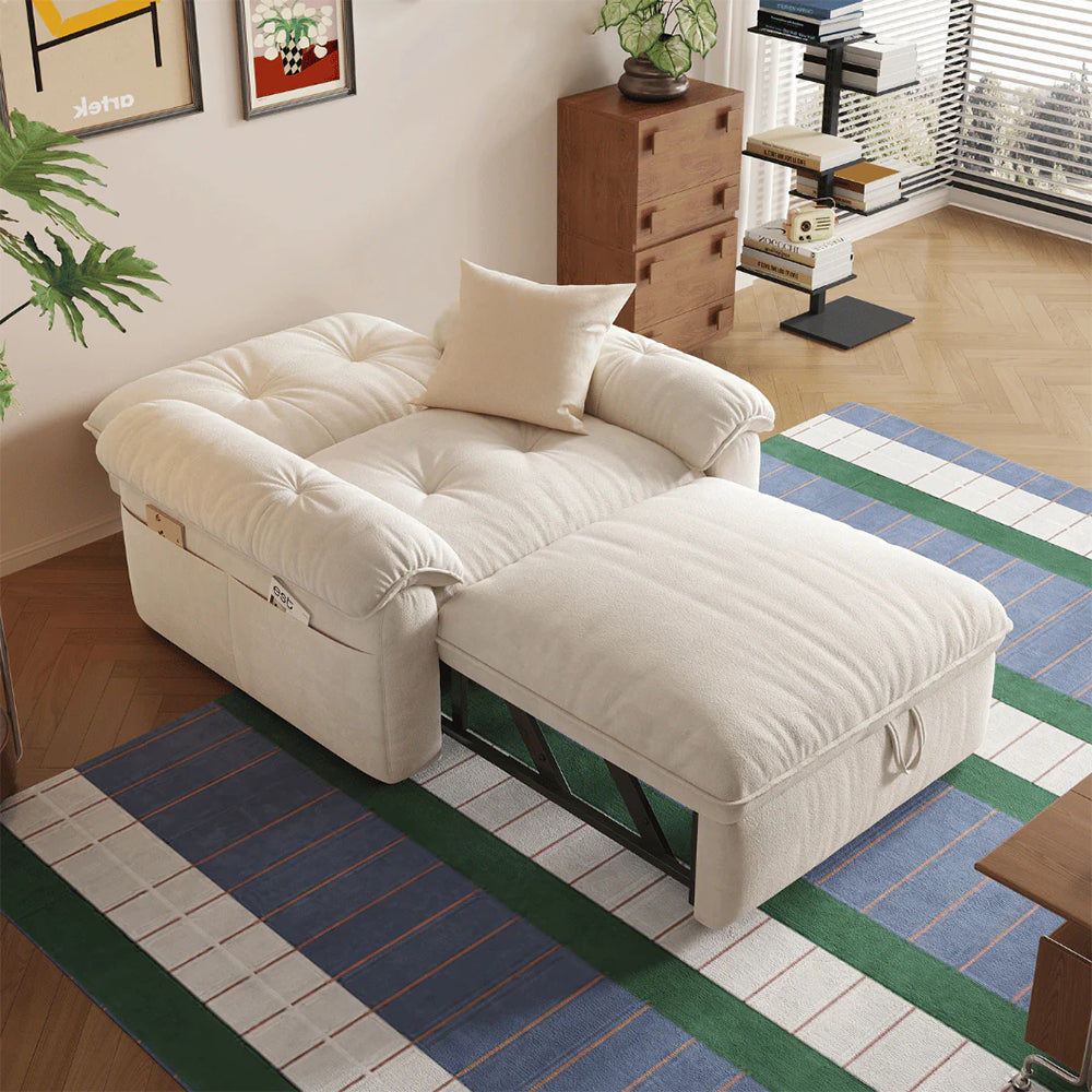 Modern Convertible Sofa Bed Tufted Fabric Sleeper Sofa Space Saving Pull Out Couch  Description