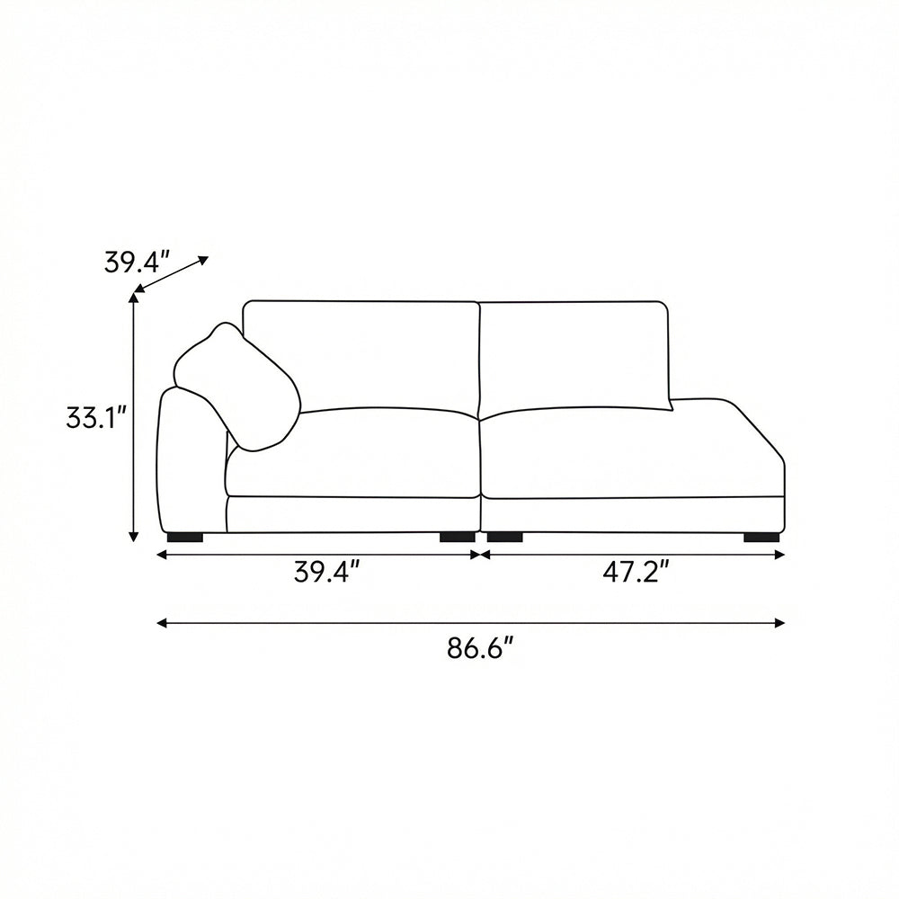 Modern Velvet Sofa Deep Seat Asymmetrical Design Removable Cover Couch