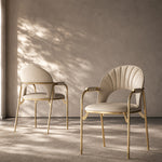 Load image into Gallery viewer, Modern Upholstered Dining Chair Set of 2 with Gold Stainless Steel Frame and Curved Backrest
