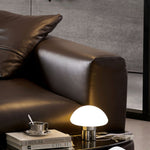 Load image into Gallery viewer, Modern Low-Profile Leather Sofa Deep Brown Upholstery with Wide Armrests &amp; Metal Legs
