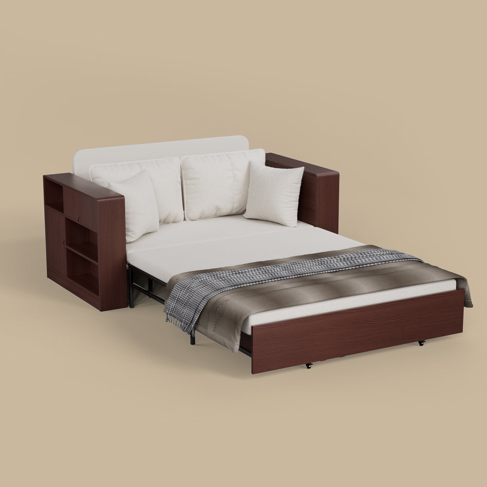 Modern Multifunctional Sofa Bed with Electric Lift Coffee Table & Storage