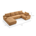 Load image into Gallery viewer, 124.8&quot; Modular Compressed Sofa Lightweight Corduroy Sectional Easy to Move for Multi-scene Use
