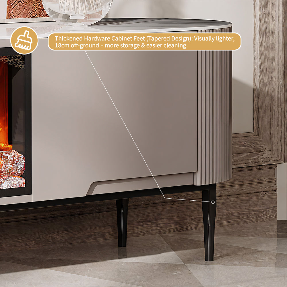 Contemporary Gray Electric Fireplace TV Stand with 3-Color LED Lights for 65 to 85-inch TVs