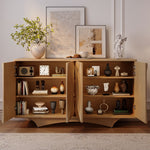 Load image into Gallery viewer, Modern Sculptural Sideboard Cabinet with 3D Curved Panel Doors Minimalist Wooden Buffet for Dining &amp; Living Rooms
