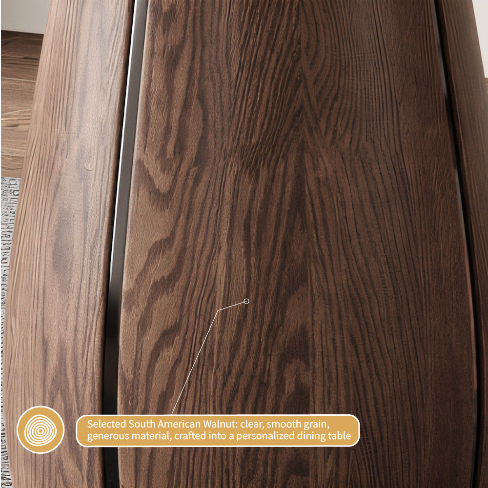 53.1" Modern Dining Table with Marble-Like Stone Top and Sculptural Wooden Base