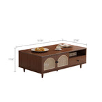 Load image into Gallery viewer, TV Stand &amp; Coffee Table Set with Cane Drawers Mid-Century Modern Style Spacious Storage Elegant Design
