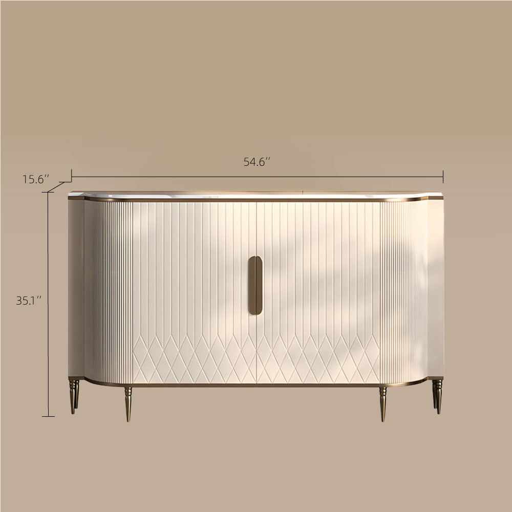 54.6" Elegant Cream White Sideboard Buffet Cabinet with Adjustable Shelves