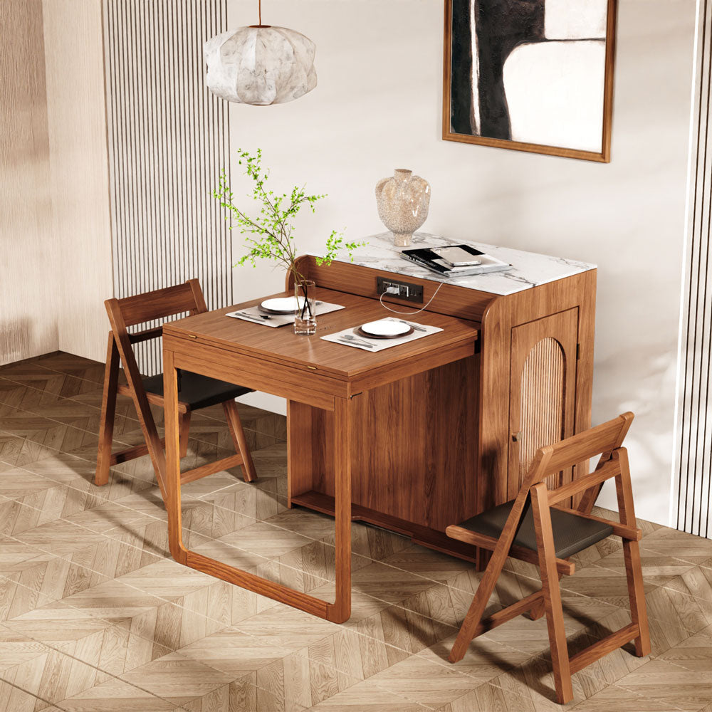 73'' Murphy Fold-Out Dining Table with Sintered Stone Top Space-Saving