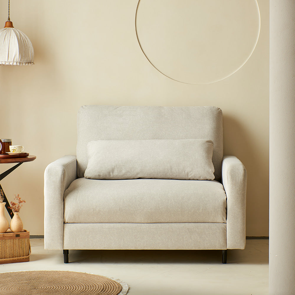 41.3'' Modern Single Sofa Bed with Mattress Fabric Pull Out Sleeper Chair Convertible Armchair with Metal Frame