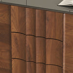 Load image into Gallery viewer, 62.9'' Modern Walnut Sideboard Fluted Wood Storage Cabinet with Metal Frame and Doors

