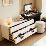 Load image into Gallery viewer, Modern Makeup Vanity Table Set with Mirror Stool &amp; Storage Cabinet
