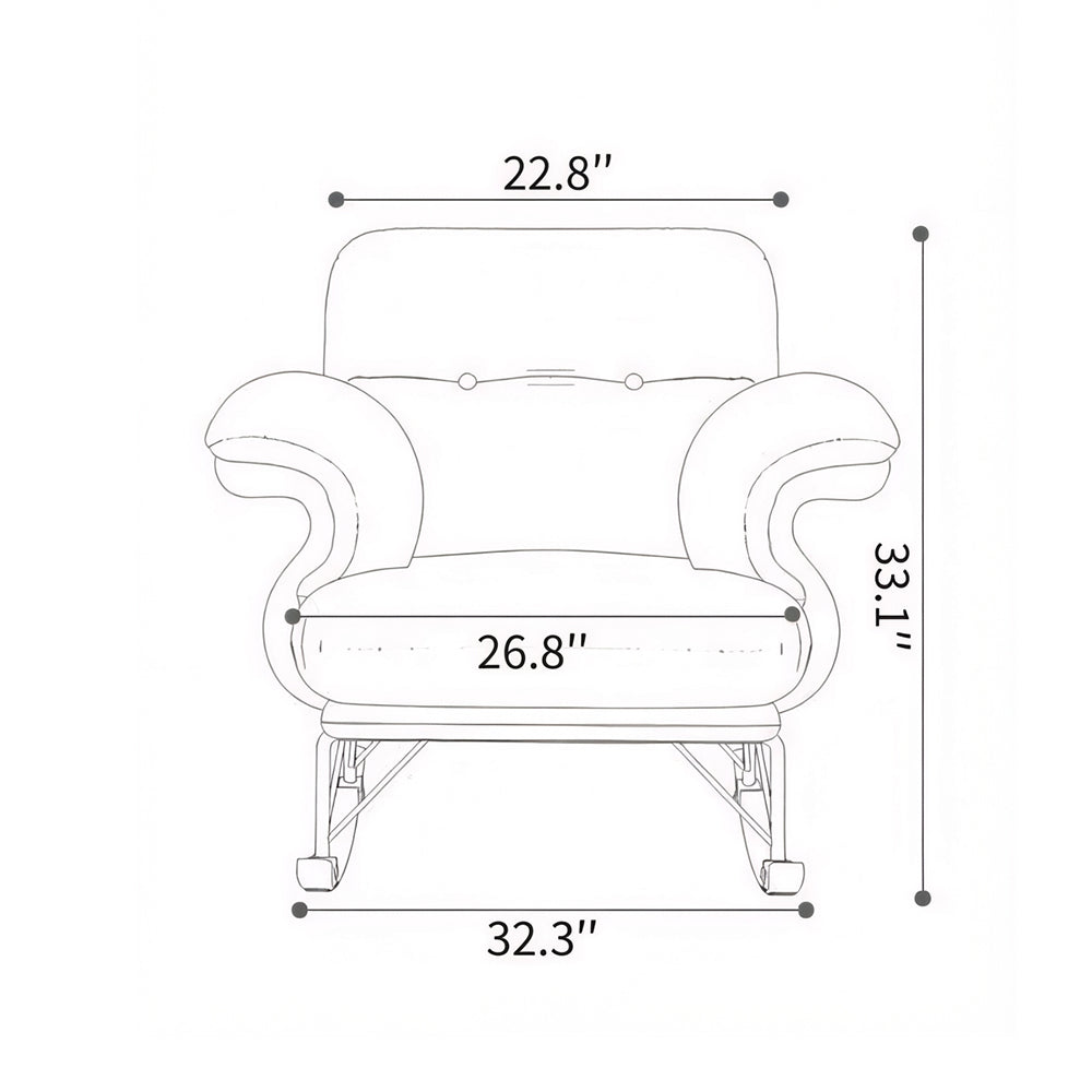 Modern Rocking Lounge Chair Striped Upholstery Accent Chair Curved Armrest Relax Chair