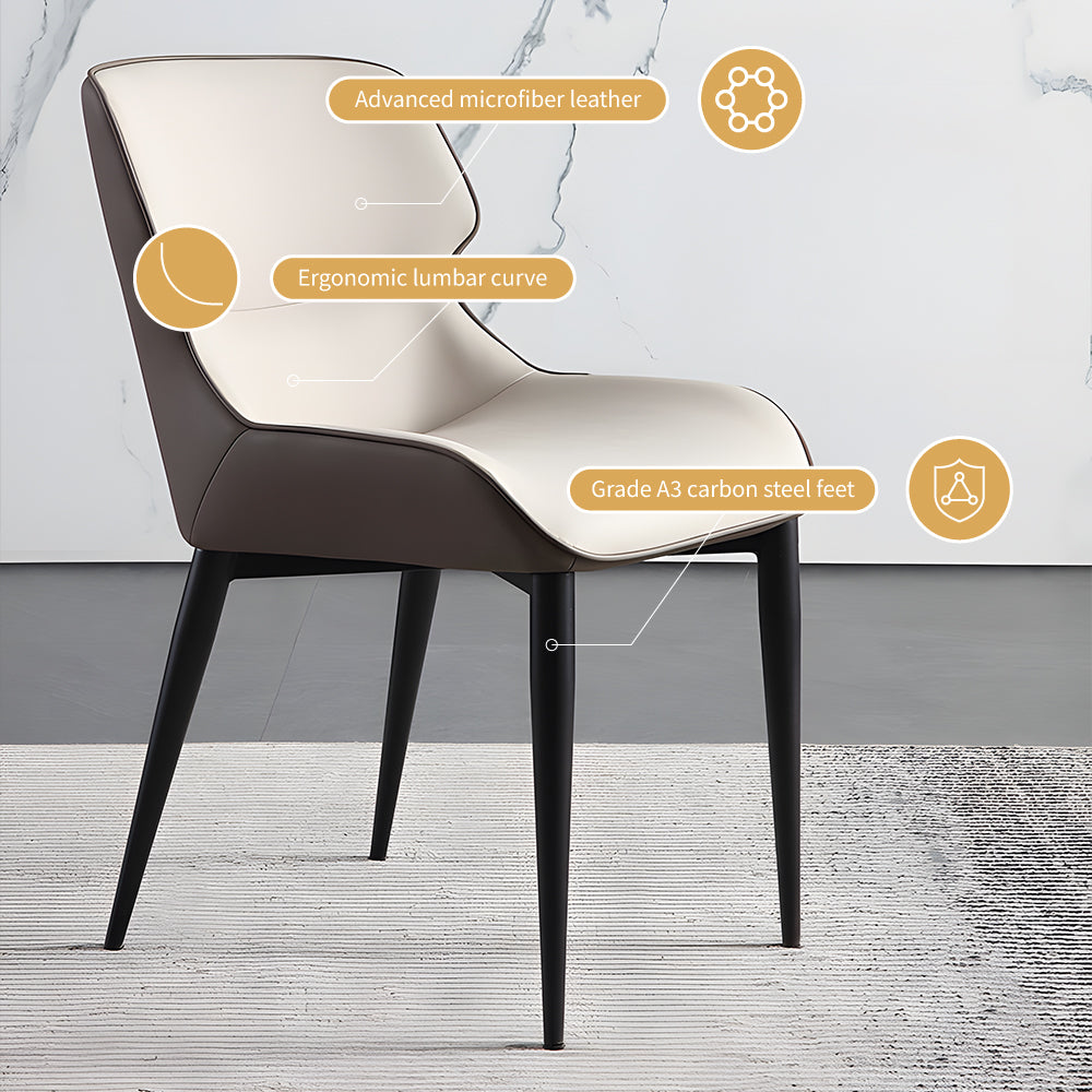 Set of 2 Modern Elegant Dining Chairs Premium Leather Upholstery with Sleek Metal Legs