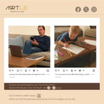 Load image into Gallery viewer, 35.1″ Square Coffee Table with Dual-Tone Wood and Stone Base Modern Minimalist Design with Gold Metal Accents
