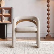 Modern Sculptural Accent Chair Upholstered Fabric with Solid Wood Frame Curved Artistic Design 1 Piece