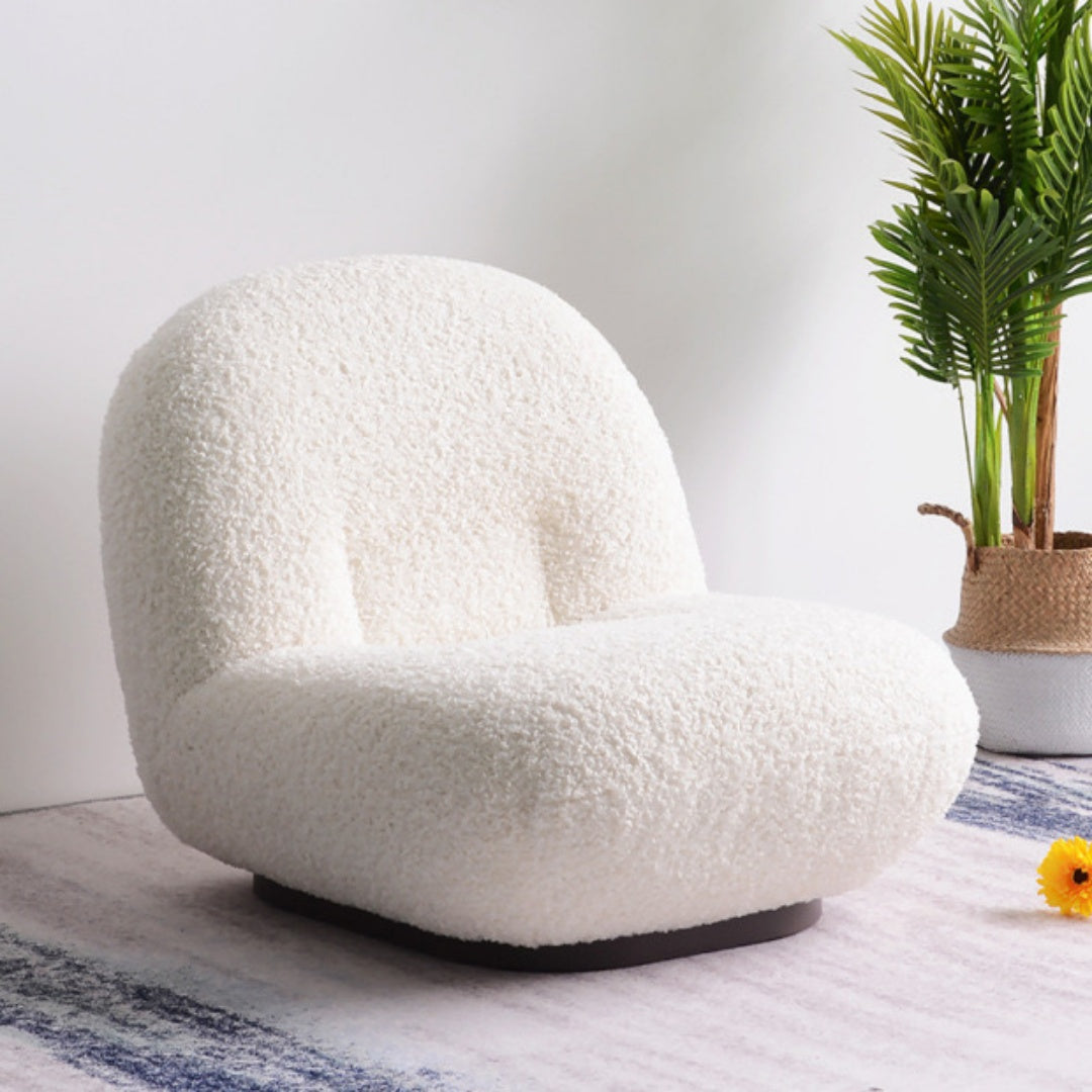 29''Cozy Bouclé Lounge Chair Creamy Comfort Softly Wrapped Aesthetic Low Profile French Relaxed Style