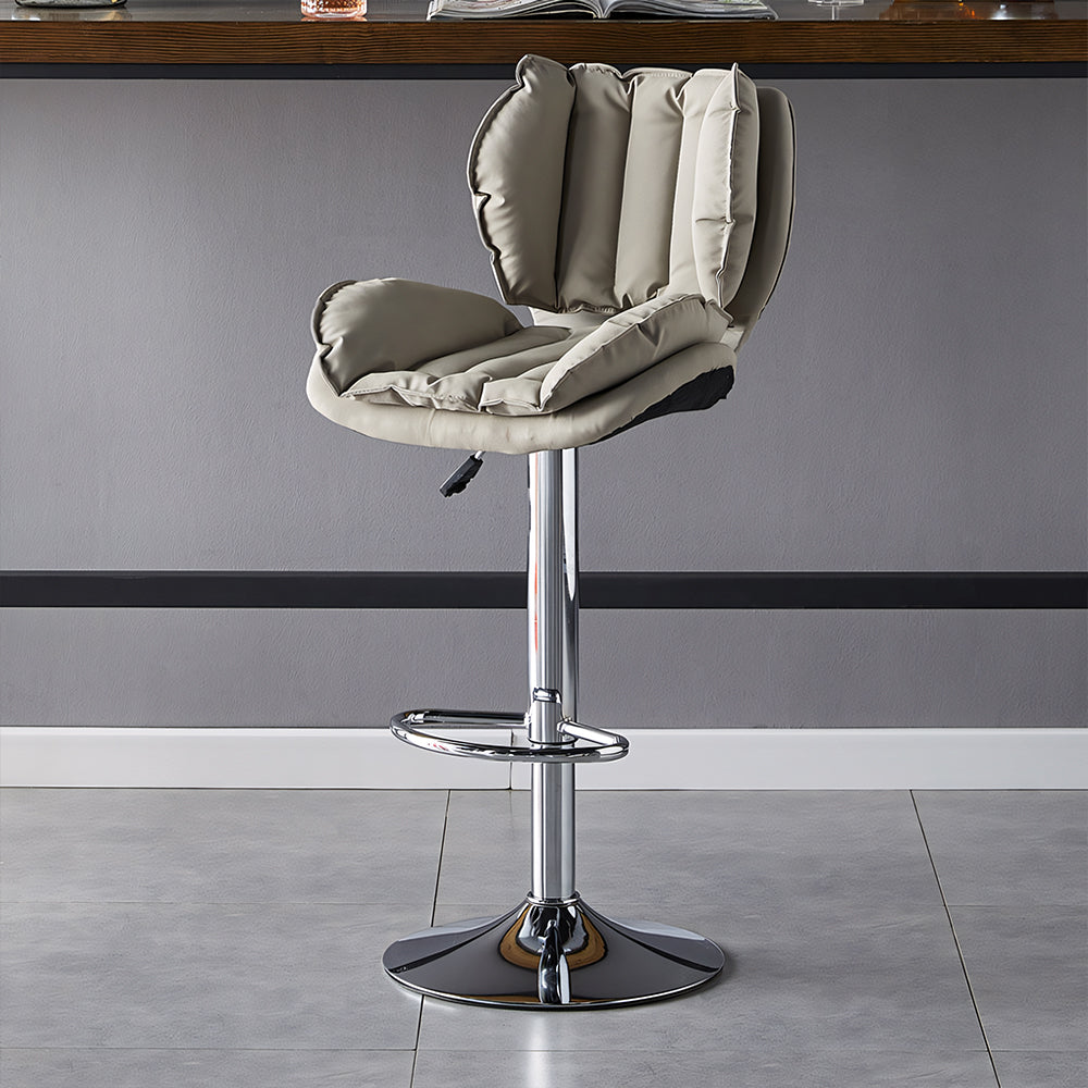 Modern Upholstered Bar Stool with Armrests PU Leather Counter Chair Metal Frame Kitchen Island Bar Chair 1 Piece