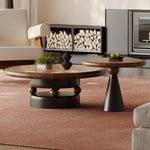 Load image into Gallery viewer, Modern Round Nesting Coffee Table Set Artistic Wood Grain Accent Tea Table
