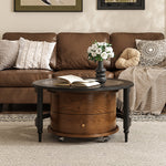 Load image into Gallery viewer, 33.1&quot; Nesting Coffee Table Set with Lift Top Water Ripple Glass Walnut Vintage Style

