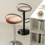 Load image into Gallery viewer, Modern Swivel Adjustable Bar Stool Set of 2 Brown Upholstered Seats Stainless Steel Base
