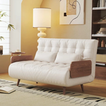 Load image into Gallery viewer, Modern Faux Leather Sofa Bed Convertible Sleeper Couch with Wood Armrests Tufted Design
