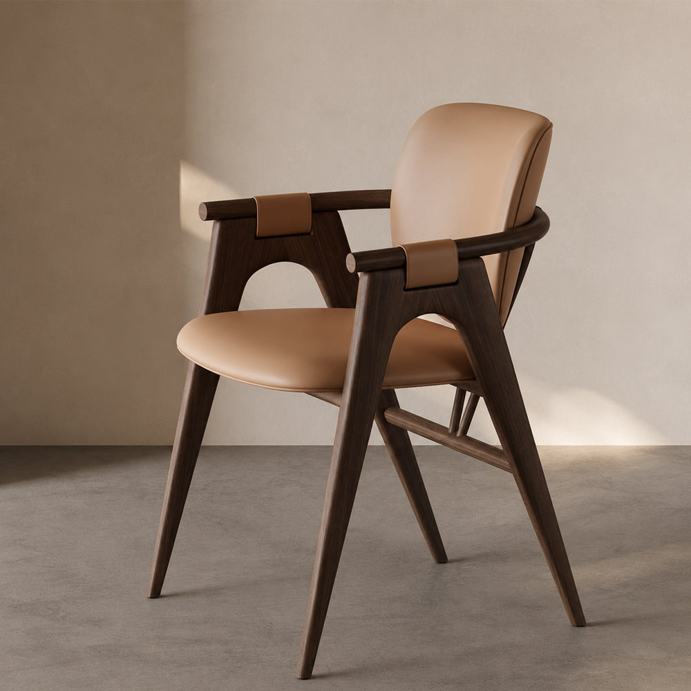 Modern Upholstered Dining Chair with Solid Wood Frame and Armrests 1 Piece